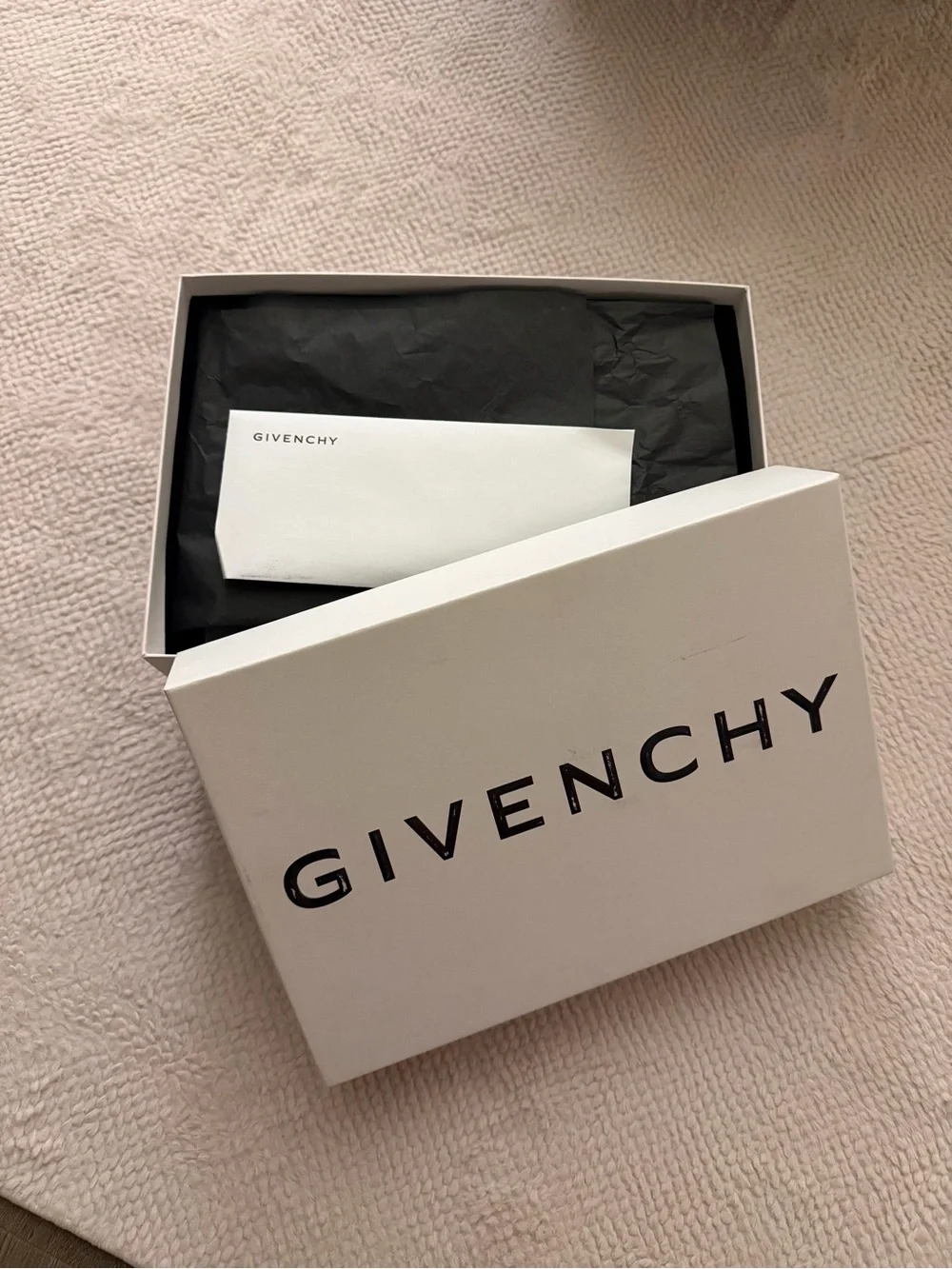 Givenchy White Gift Box with Black Tissue and Branded Card